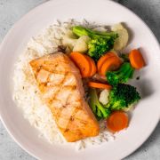 Salmon, White Rice & Mixed Vegetables