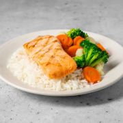 Salmon, White Rice & Mixed Vegetables