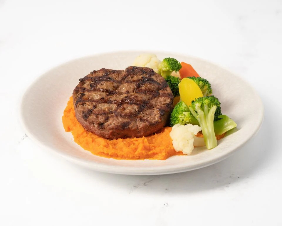 Beef Patty, Sweet Potato & Mixed Vegetables